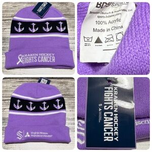 NHL Seattle Kraken Fights Cancer Beanie Hat Purple Virginia Mason